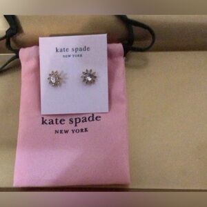 Kate Spade Jewery Gold Tone Heart shape Circle Post Drop Dangle Earrings w/Pouch